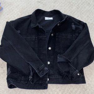 Oversized Mango Black Denim jacket